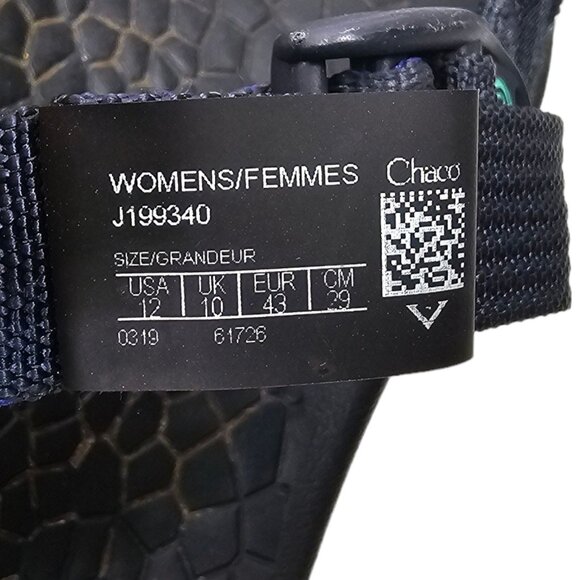 Chaco Classic Sport Sandals Womens Size 12 Blue Gray White Geometric Diamond Eco - Picture 8 of 11